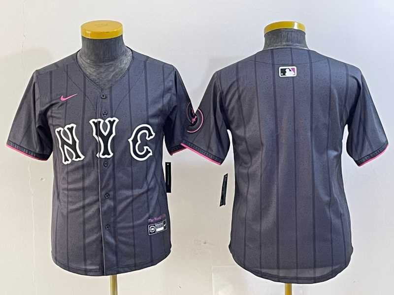 Youth New York Mets Blank Gray 2024 City Connect Cool Base Stitched Jersey 500w